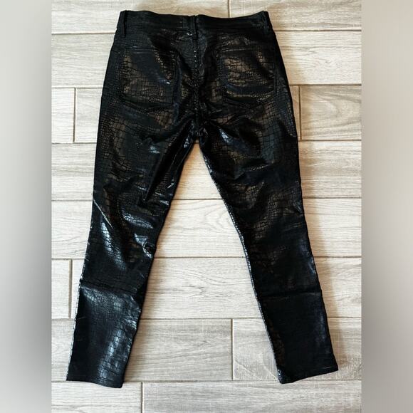 FRAME Le High Skinny Croc-Embossed Jeans Black Designer Size 30 - Picture 8 of 13